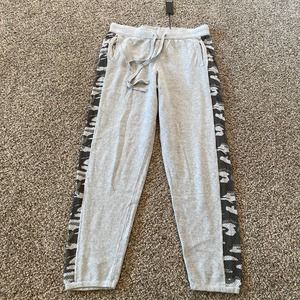 Monrow Grey Vintage Joggers with Camo Stripe - Large